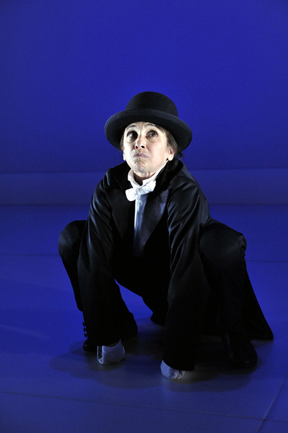 Production still from the Young Vic production of "Kafka's Monkey". Kathryn Hunter. Photographer: Keith Pattison