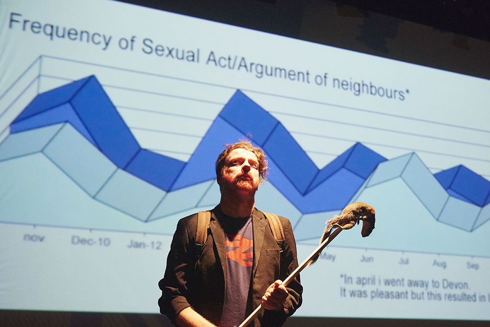 Production still for "You're Not Alone". Kim Noble. Photographer: Geraint Lewis