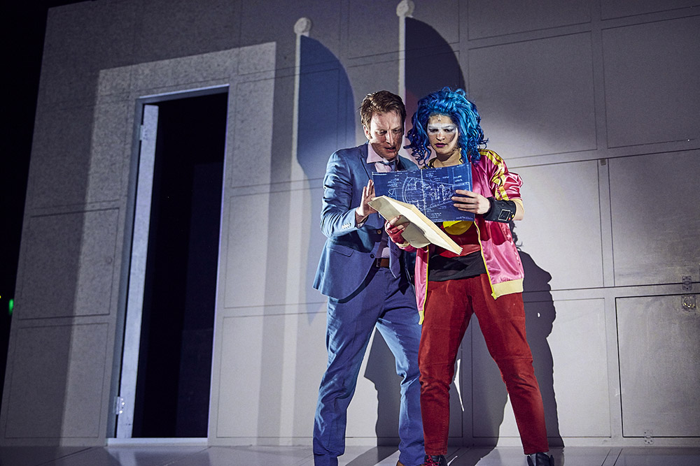 Production still for "Blackie Blackie Brown: Traditional Owner of Death". Ash Flanders, Tahlee Fereday. Photographer: Tim Grey