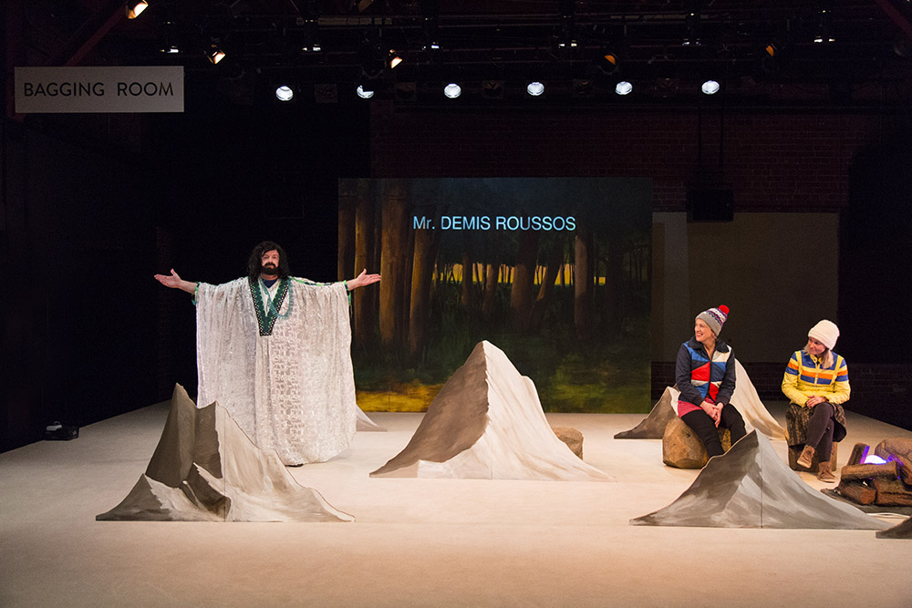 Production still for "Come Away with Me to the End of the World". L-R: Patrick Moffatt, Heather Bolton, Beth Buchanan. Photographer: Pia Johnson