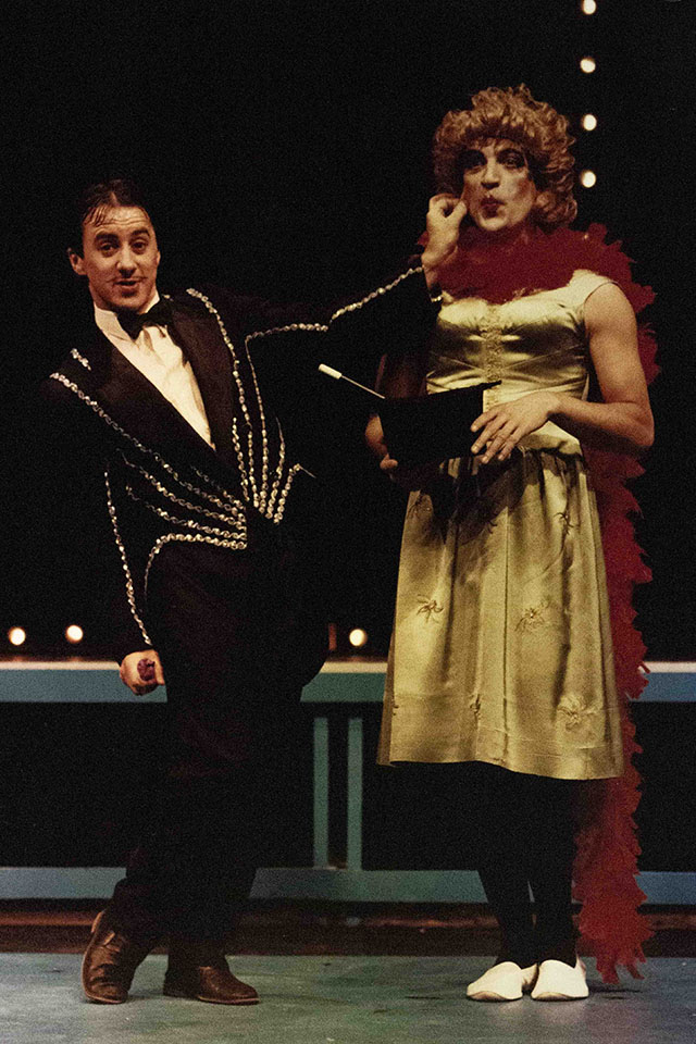 Production still for "The Search for Andy Cadabra". Doug Tremlett (left). Photographer: Vikki Driscoll