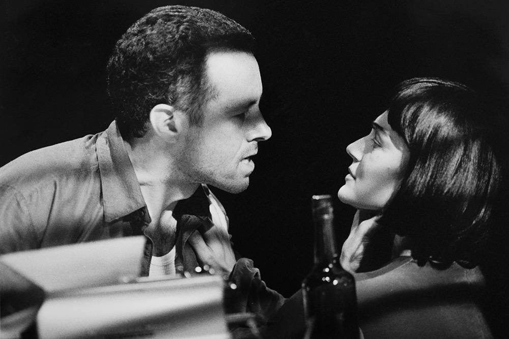 Production still for "Chilling and Killing My Annabel Lee". L-R: Marco Chiappi as Edgar Lansdowne, Melita Jurisic as Christina. Photographer: Jeff Busby