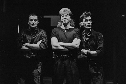 Production still for "Riff Raff: the Re-mix". Musicians Michael Wilson, Nigel Davis and Chris Jones. Photographer: Jeff Busby