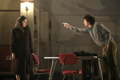 Production still for "The Spook". L-R: Alison Bell, Luke Ryan. Photographer: Jeff Busby