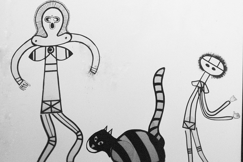 Production still for "Alitji in Wonderland". The Spirit of the North Wind, the Wildcat and the Cook. Photographer: Peter Holderness