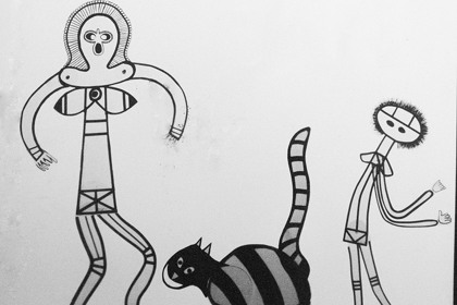 Production still for "Alitji in Wonderland". The Spirit of the North Wind, the Wildcat and the Cook. Photographer: Peter Holderness