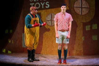 Production still for previous Adelaide season of "Pinocchio". L-R: Alirio Zavarce as Gepetto, Nathan O'Keefe as Pinocchio. Photographer: Brett Boardman