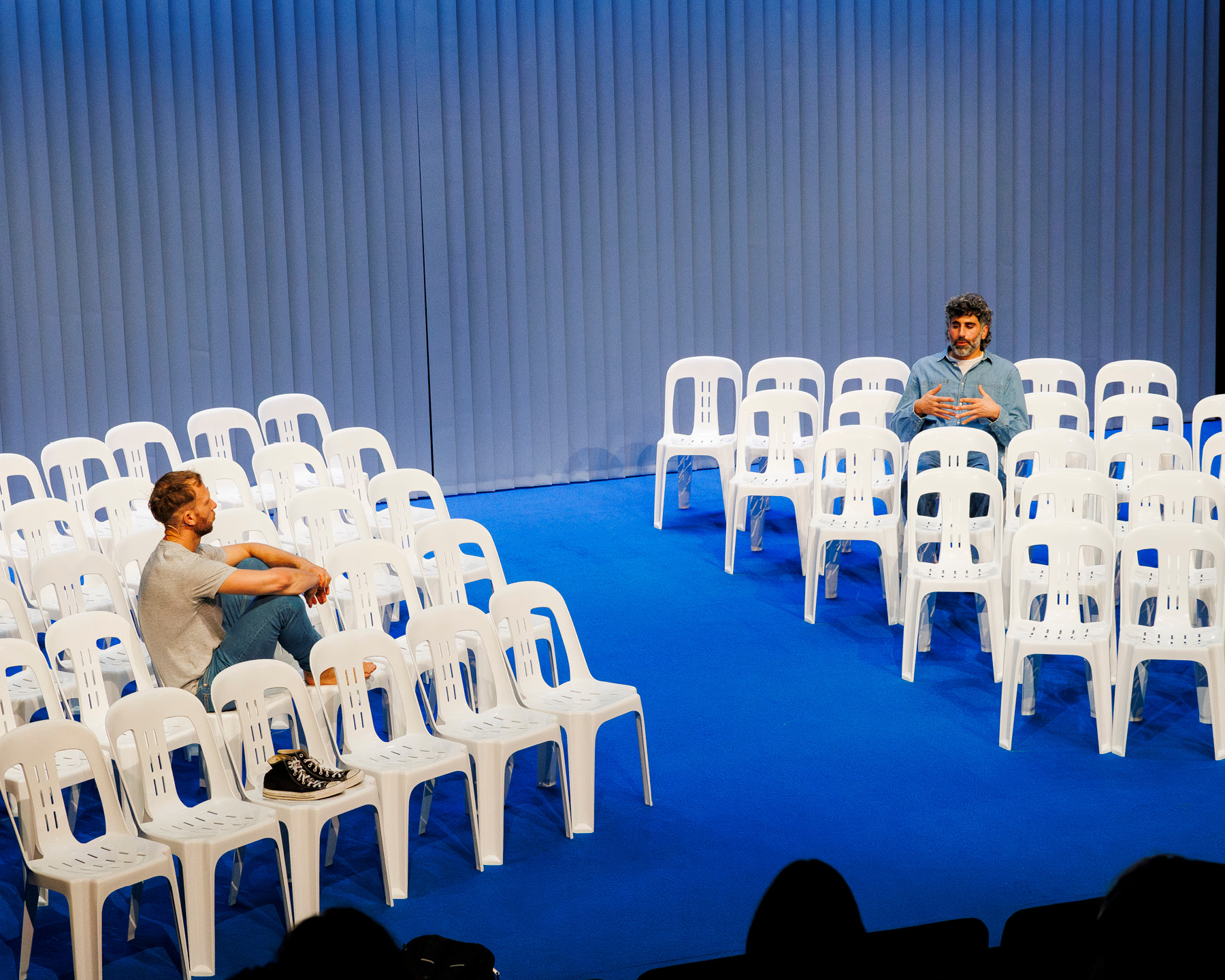 Production Photography from Homo Pentecostus (2024). Photographer: Gianna Rizzo. In photograph: Joel Bray and Peter Paltos.