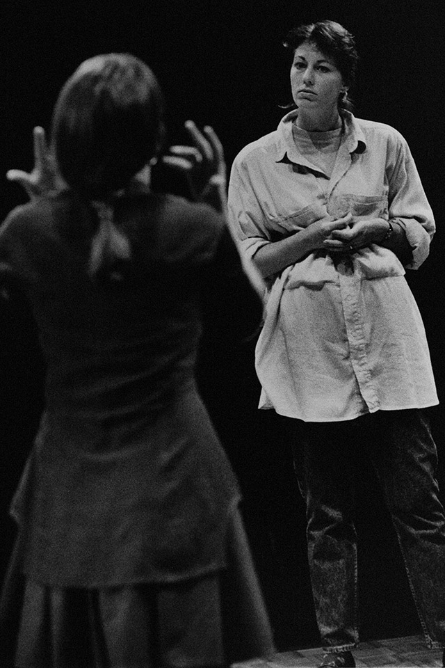 Production still for "Sisters". L-R: Dina Panozzo as Sylvie, Morna Seres as Gillian. Photographer: Unknown