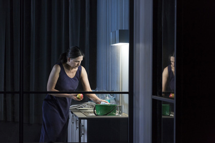 Production still for "The Testament of Mary". Pamela Rabe as Mary. Photographer: Pia Johnson