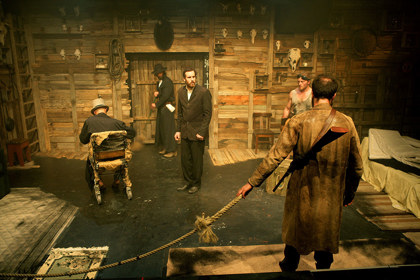 Production still for "Avast/Avast II". L-R: Thomas Henning, Mark Leonard Winter, Thomas Wright, Sascha Bryning, Gareth Davies. Photographer: Jeff Busby
