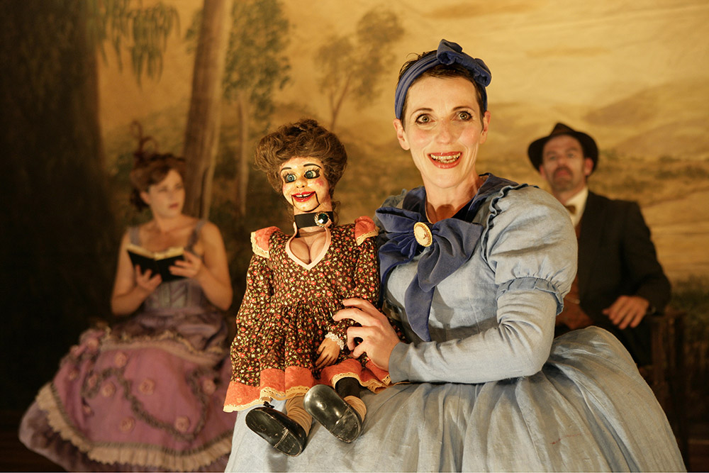 Production still for "Goodbye Vaudeville Charlie Mudd". L-R: Julia Zemiro, Christen O'Leary, Jim Russell. Photographer: Jeff Busby