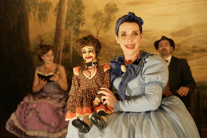 Production still for "Goodbye Vaudeville Charlie Mudd". L-R: Julia Zemiro, Christen O'Leary, Jim Russell. Photographer: Jeff Busby