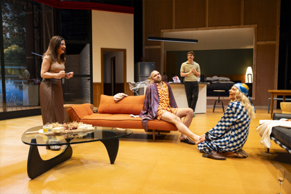 Production still for the 2023 season of 'This is Living.' In photo: Maria Theodorakis, Marcus Mckenzie, Wil King, and Belinda McClory. Photographer: Kristin Gehradte 