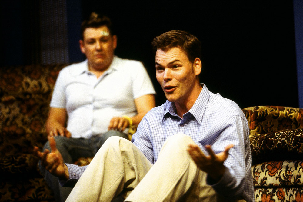 Production still for "The Fat Boy". L-R: Tim Richards as Trevor, Joseph Manning as James. Photographer: Jeff Busby
