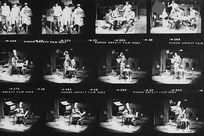 Part of contact sheet from photo shoot for "A Couple of Broken Hearts". Photographer: Unknown