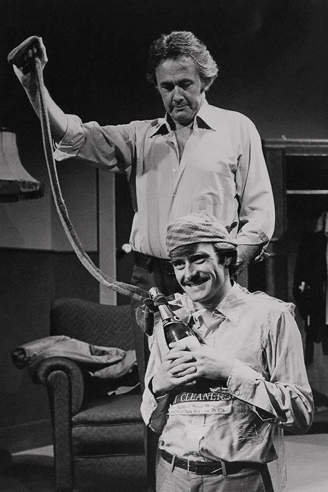 Production still for "Quadraphrenia". Peter Stratford (top) as John, Peter Ford as Sam. Photographer: Jeff Busby