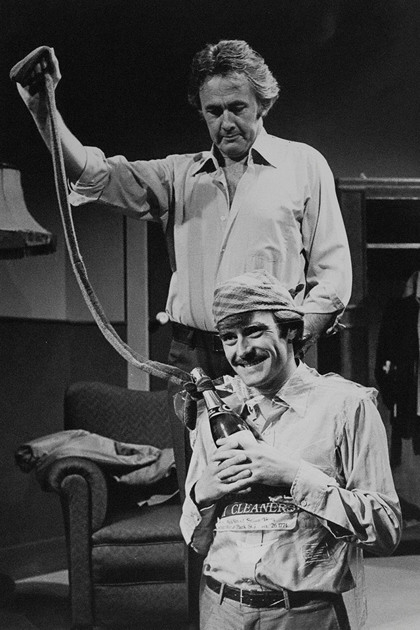 Production still for "Quadraphrenia". Peter Stratford (top) as John, Peter Ford as Sam. Photographer: Jeff Busby