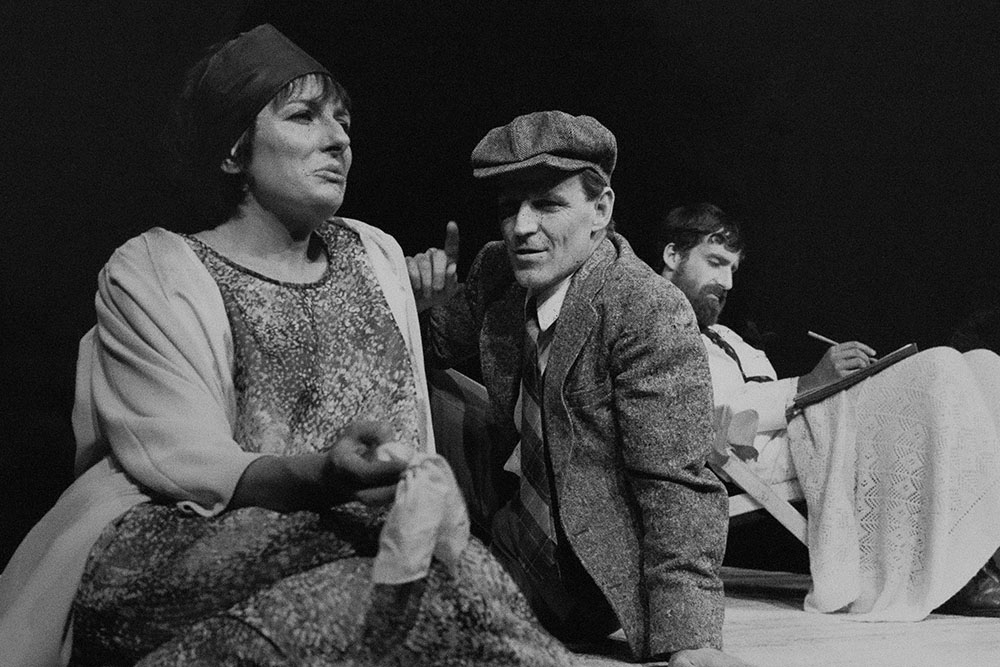 Production still for "Upside Down at the Bottom of the World". L-R: Lindy Davies as Frieda, Peter Paulsen as Jack, Carrillo Gantner as Lawrence. Photographer: Jeff Busby