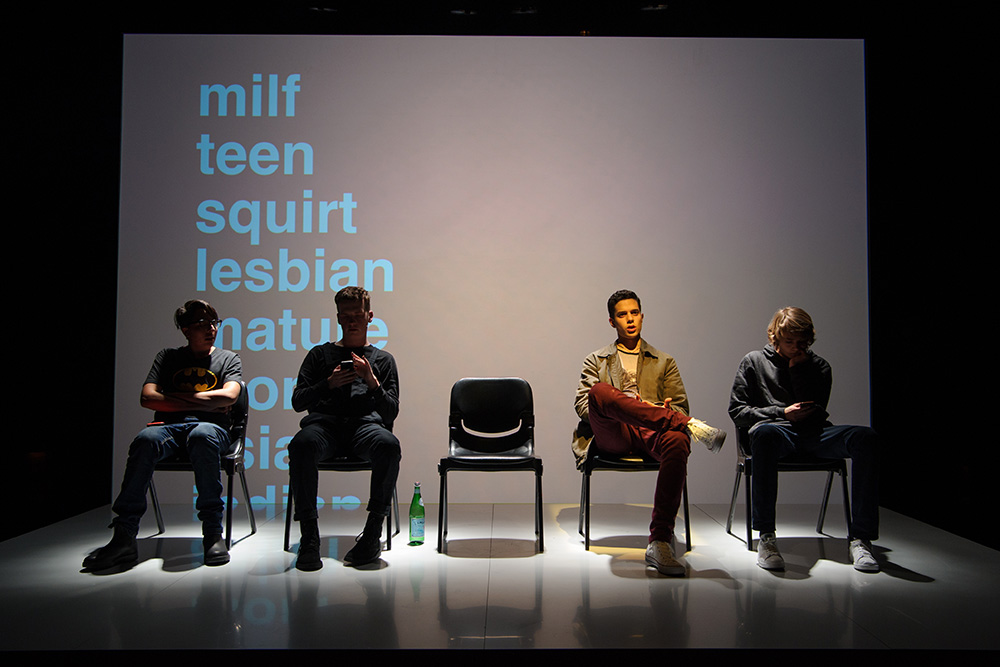 Production still for "Gonzo". L-R: Jack Palit, Sam Salem, Ari Long, Sol Rumble. Photographer: Sarah Walker