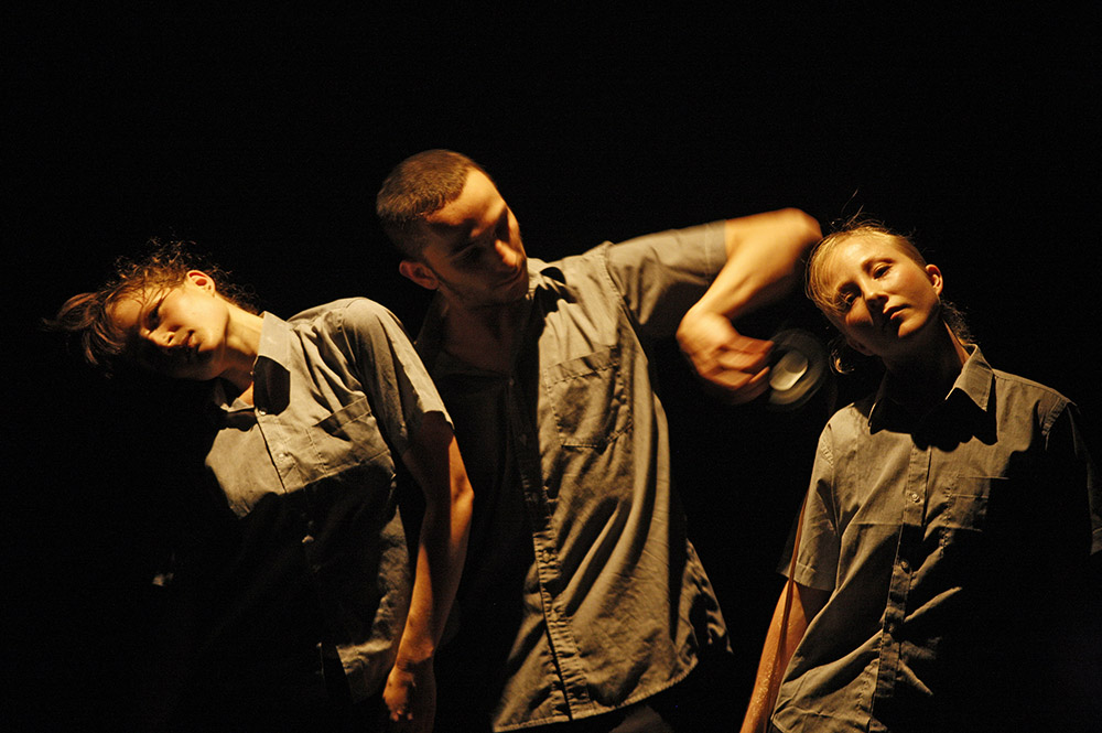 Production still for "Rogue". L-R: Laura Levitus, Derrick Amanatidis, Danielle Canavan. Photographer: Jeff Busby