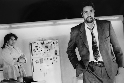 Production still for "Up the Road". L-R: Margaret Harvey as Susan Lockerbee, John Moore as Ian Sampson. Photographer: Jeff Busby