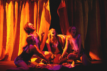 Production still for "Journal of the Plague Year". L-R: Julie Forsyth, Matthew Whittet, Marta Dusseldorp, Lucy Taylor. Photographer:Lisa Tomasetti