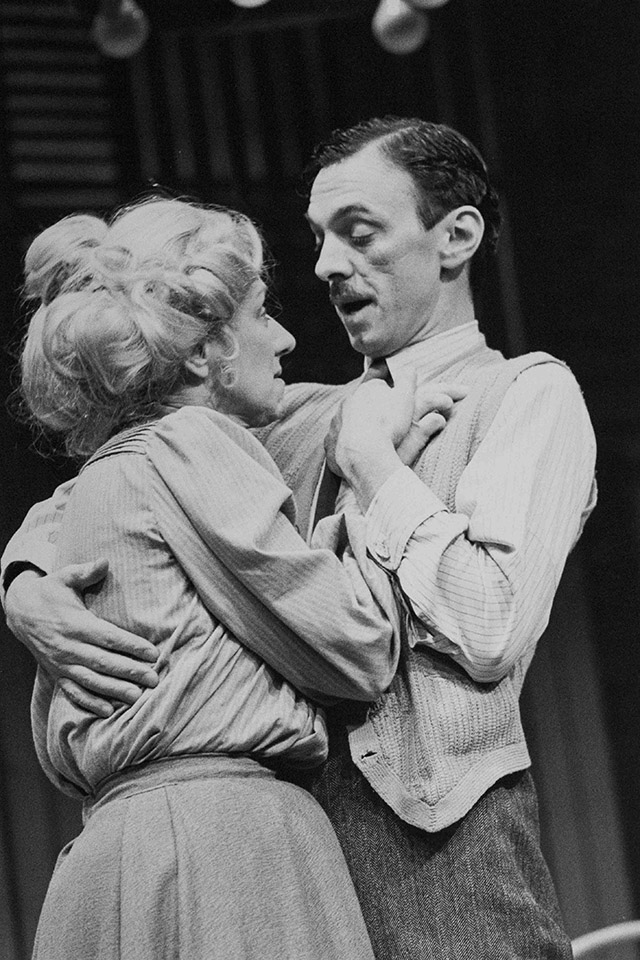 Production still for "Long Day's Journey into Night". L-R: Monica Maughan as Mary, William Zappa as Edmund. Photographer: Jeff Busby